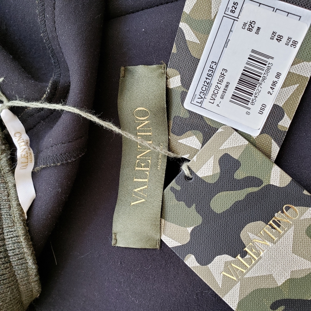 Valentino Star Motif Wool Olive Green Jacket - Picture 9 of 16